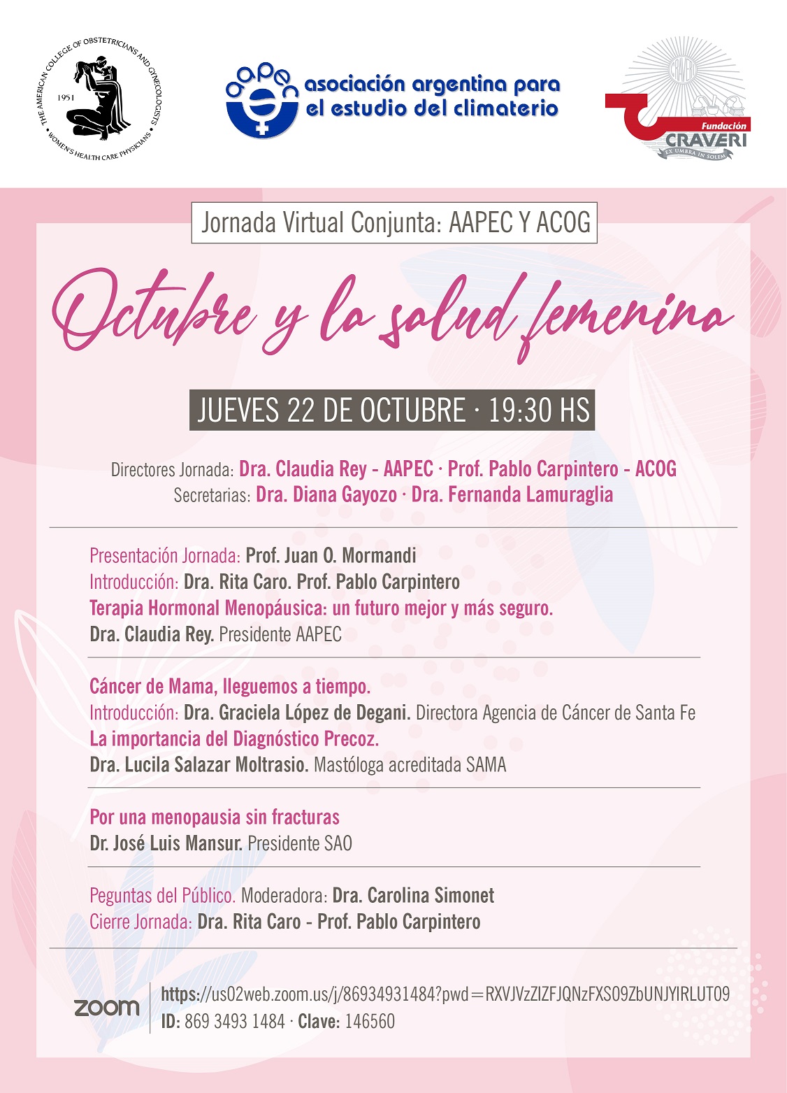 Invita Fundación Craveri: Jornada conjunta AAPEC y ACOG