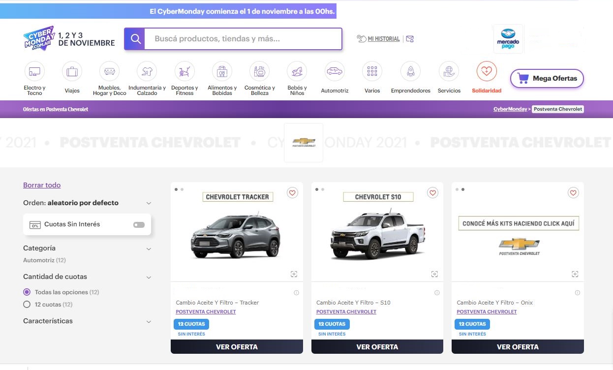 Chevrolet participará en el CyberMonday con descuentos imperdibles